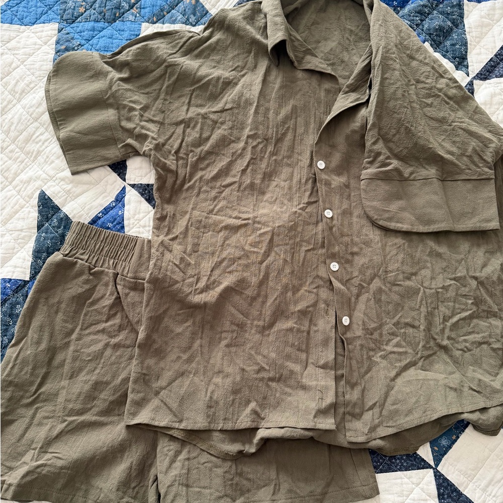 SHEIN Olive Green Casual Two-Piece Set